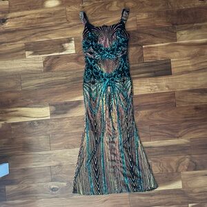 Elegant Sequin Multicolor Maxi Formal
Dress size XL